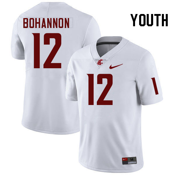 Youth #12 Tristan Bohannon Washington State Cougars College Football Jerseys Stitched-White